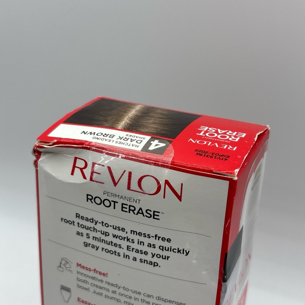 Revlon Root Erase Permanent Hair Color Touchup Hair Dye #4 Dark Brown Rare - Picture 3 of 5